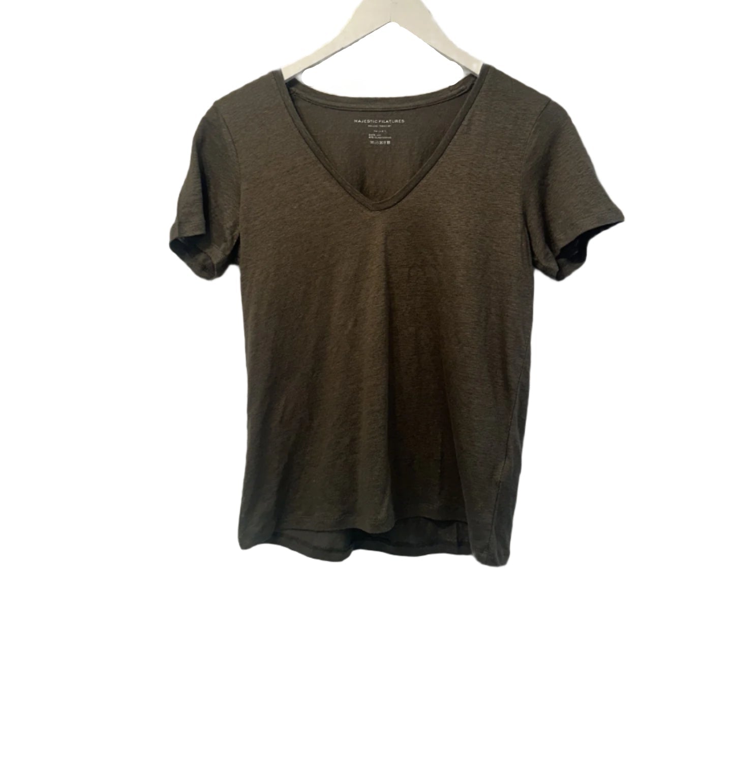 Stretch Linen Semi Relaxed V-Neck