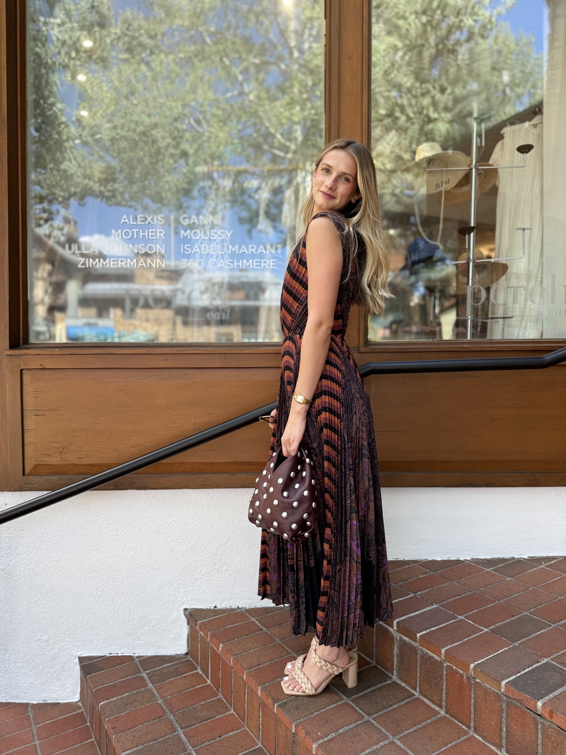 Violeta Pleated Sleeveless Midi Dress