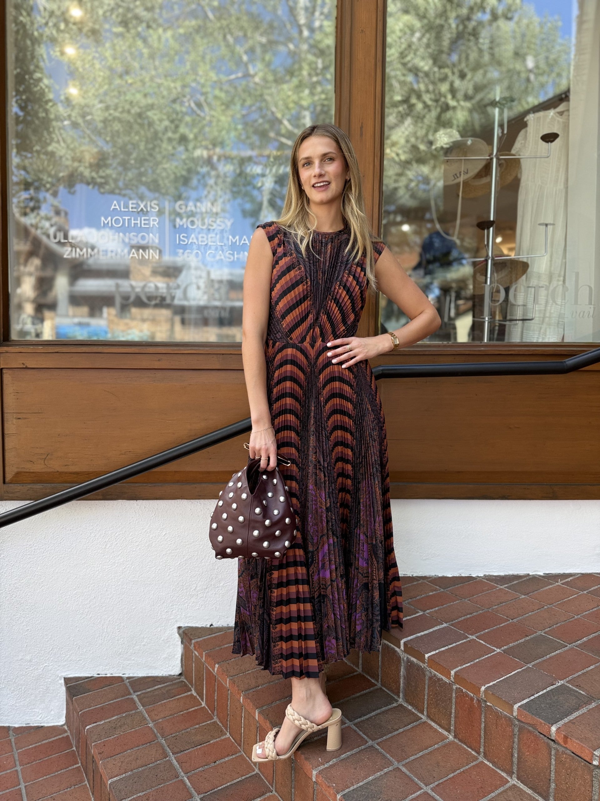Violeta Pleated Sleeveless Midi Dress