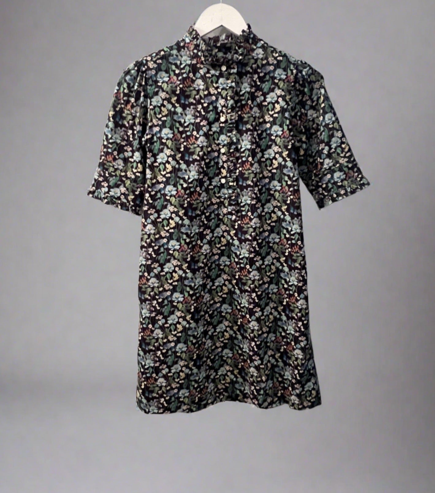 Elbow-Sleeved Frill Dress