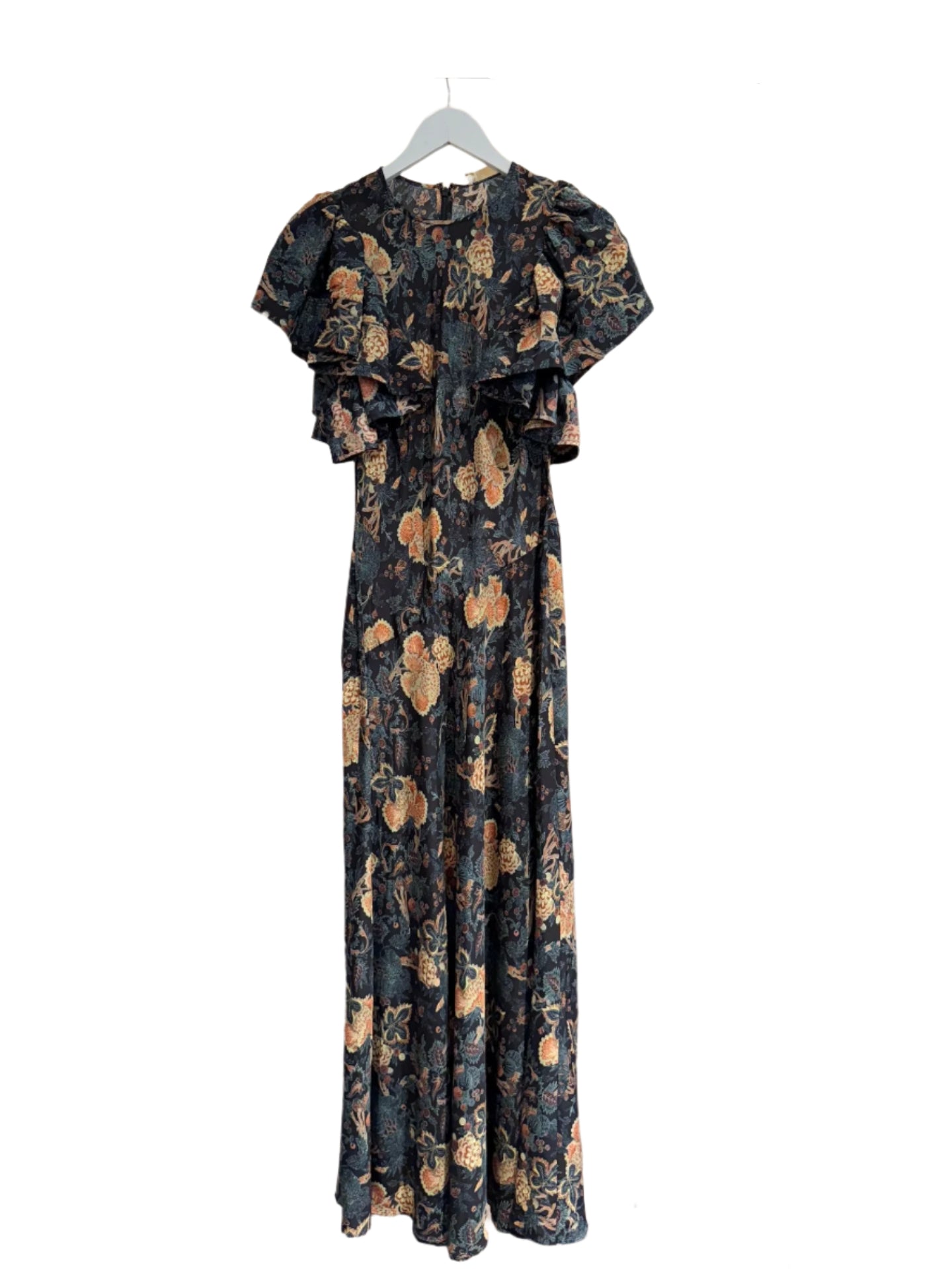 Mariam Silk Bias Cut Flutter Sleeve Dress