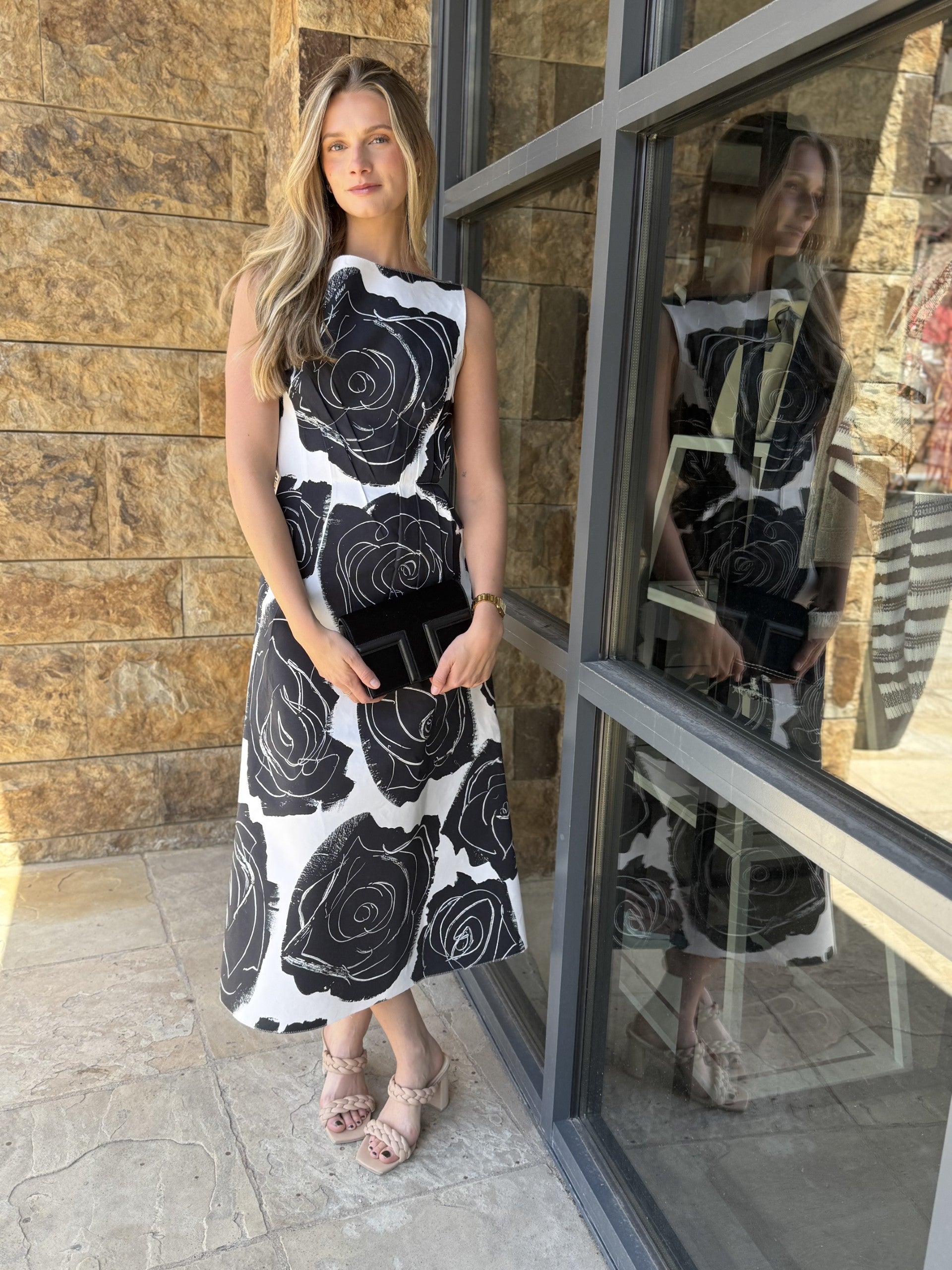 Long Big Roses Sleeveless Dress