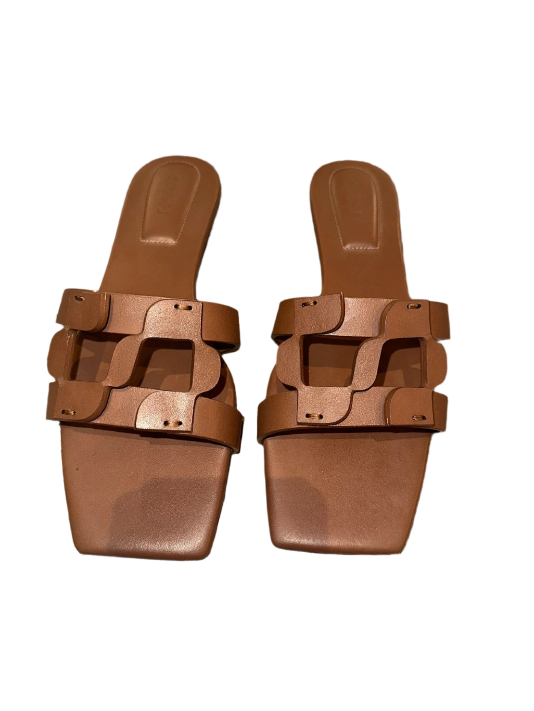 Monogram Leather Flat Slide